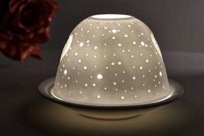 Kerzenfarm Hahn Dome Light Nr. 32801 Herz - Teelicht Windlicht Dekoration Porzellanteelicht - 1