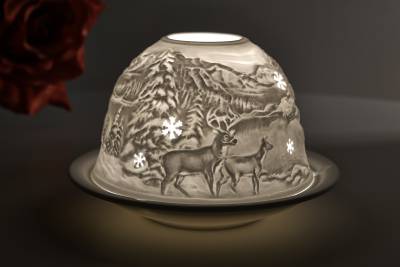 Kerzenfarm Hahn Dome Light, Nr. 32809 Waldhütte - Teelicht Windlicht Dekoration Porzellanteelicht - 1