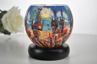 elektrische Leuchtglas Lampe 21642 Summertown 11cm Kerzenhalter Tischleuchte, Kerzenfarm - 0