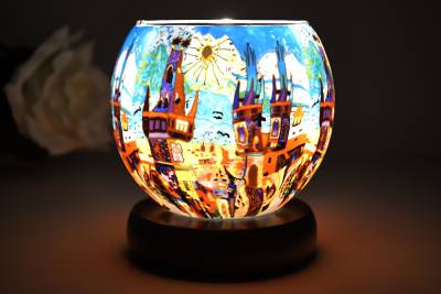 elektrische Leuchtglas Lampe 21642 Summertown 11cm Kerzenhalter Tischleuchte, Kerzenfarm - 1