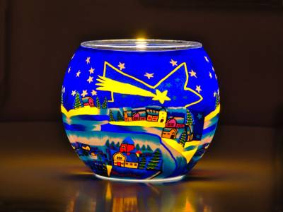 Leuchtglas Nr.66 Weihnachtsstern Ø11cm MIT 30mm Bohrung Tauschglas Ersatzglas - 1