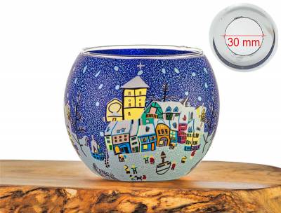 Leuchtglas Nr.68 verschneiter Marktplatz Ø11cm MIT 30mm Bohrung Tauschglas Ersatzglas - 0