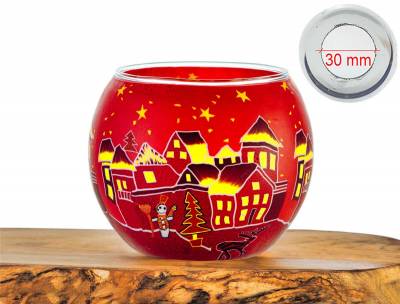 Leuchtglas Nr.301 Winterdorf rot Ø11cm MIT 30mm Bohrung Tauschglas Ersatzglas - 0