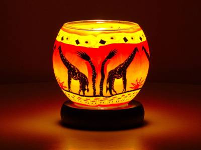 Leuchtglas Nr.287 Lampe Leuchte Ø11cm Dekoration Licht Giraffen - 1