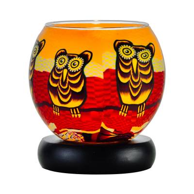 Leuchtglas Nr.345 Lampe Leuchte Ø11cm Dekoration Licht Eule - 0