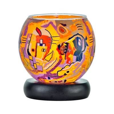 Leuchtglas Lampe Leuchte Nr.53 Ø11cm Dekoration Licht Phantasiemotiv orange - 0