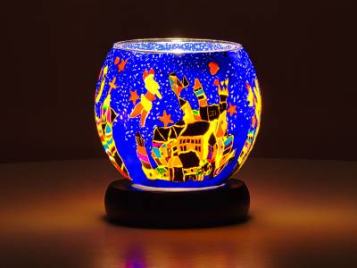 Leuchtglas Lampe Leuchte Nr.35 Ø11cm Deko Licht Motiv Nürnberg mit Burg - 1