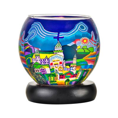 Leuchtglas Lampe Leuchte Nr.32 Ø11cm Dekoration Licht Stadtmotiv - 0