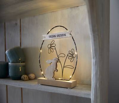 LED-Ei Deko frohe Ostern Lampe Osterhase beleuchtet Leuchtdeko batteriebetrieben - 0