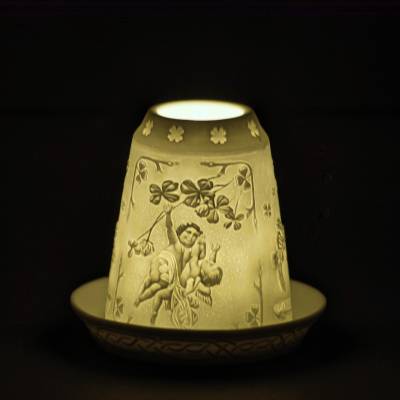 Starlight Glocke Nr.185 Engel auf Blumenranke Windlicht Teelichthalter - 0