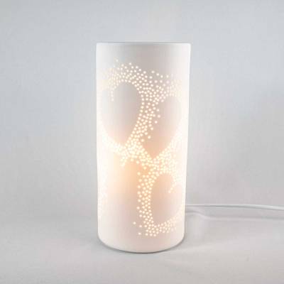 Herzen 245xØ110mm Tischlampe, Tischleuchte, weiss, inkl Leuchtmittel Porzellan, Dekoration - 0