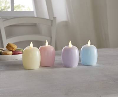 LED Kerze Pastell-Ei 4er Set Osterdeko Osterei pastellfarben ∅6 x 9cm - 0