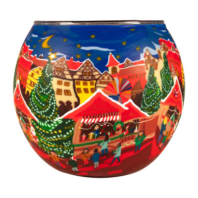 Leuchtglas 21837 11cm Festlicher Weihnachtsmarkt Handmodelliertes Unikat in Serie - 1