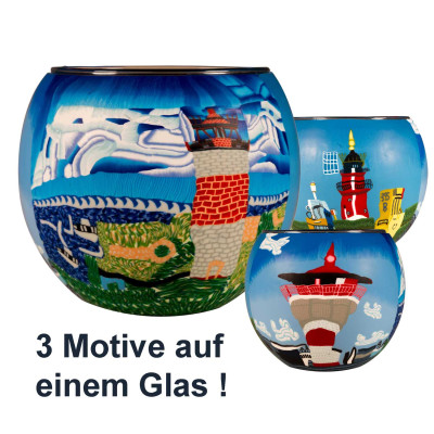 elektr. Leuchtglaslampe 21010 Leuchtturmzauber Handgefertigtes Teelicht Leuchttürme - 1