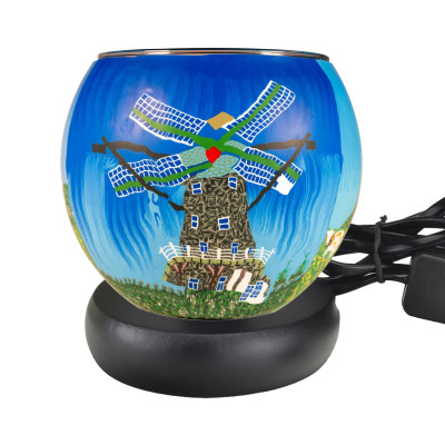 elektr. Leuchtglaslampe 21013 Windmill - Windmühle 11cm Kerzenhalter Teelichthalter Windlicht - 0