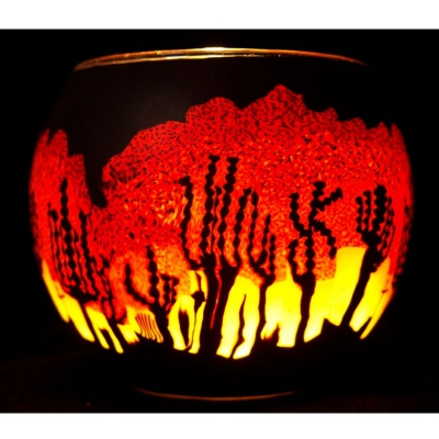 Leuchtglas Nr.127 ohne Wachs Ø11cm Dekoration Licht Windlicht Sonnenuntergang - 0