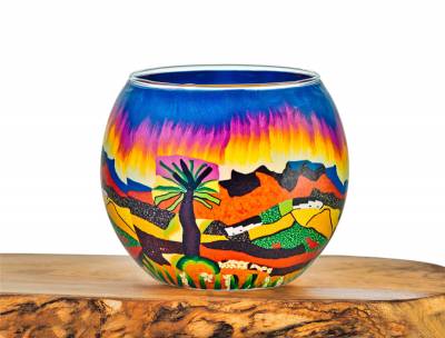 Leuchtglas Nr.125 ohne Wachs Ø11cm Dekoration Licht Windlicht Berglandschaft - 0