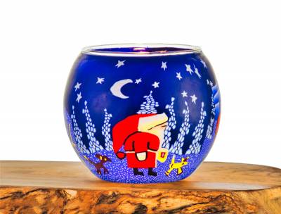 Leuchtglas Nr.47 ohne Wachs Ø11cm Dekoration Licht Windlicht Teelicht Weihnachtsmann - 0