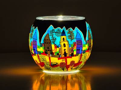 Leuchtglas Nr.37 ohne Wachs Ø11cm Dekoration Licht Windlicht Kirchenbesuch am Sonntag - 1