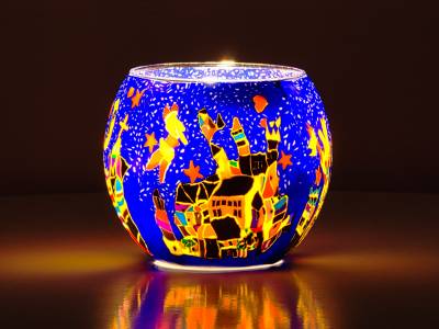 Leuchtglas Nr.35 ohne Wachs Ø11cm Deko Licht Windlicht Teelichthalter Motiv Nürnberg - 1