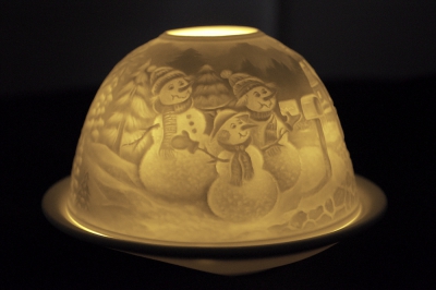 Starlight 45 Schneemänner Bisquitporzellan Teelicht Windlicht Porzellanteelicht Hellmann - 1