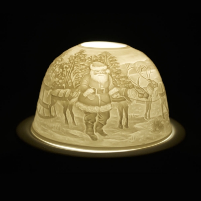 Starlight 40 Weihnachtsmann Geschenke Hellmann Porzellan-Windlicht Teelichthalter - 0