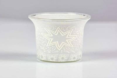 Votiv Glas 271 Stern weiss dekoratives Windlicht - 0