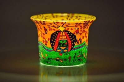 Votiv Glas 144 Krippe künstlerische Darstellung dekoratives Windlicht - 1