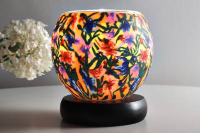 Leuchtglas als Lampe 413 Summer Flowers Ø11cm Dekoration Teelicht Windlicht Kerzenfarm Kerze - 1