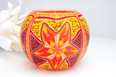 Leuchtglas 311 Red Star Ø15cm Dekoration Teelicht Windlicht Kerzenfarm Kerze - 0