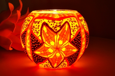 Leuchtglas 311 Red Star Ø15cm Dekoration Teelicht Windlicht Kerzenfarm Kerze - 1