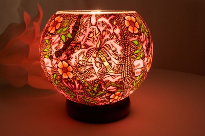 Leuchtglas als Lampe 414 Sweet William Bartnelke Ø15cm Dekoration Windlicht Kerzenfarm Kerze - 1