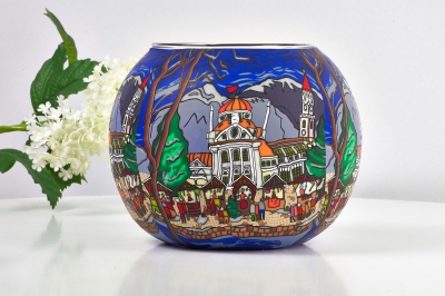 Leuchtglas 632 Meran Ø15cm Dekoration Teelicht Windlicht Kerzenfarm Kerze - 0