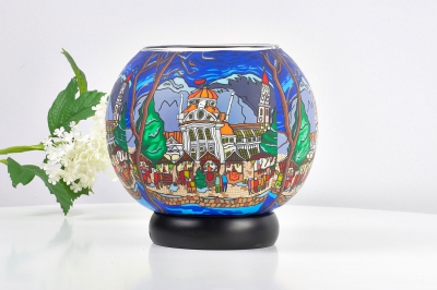 Leuchtglas Lampe 632 Meran Ø15cm Dekoration Teelicht Windlicht Kerzenfarm Kerze - 0