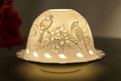 Kerzenfarm Hahn Dome Light Nr. 30001 Vögel - Teelichthalter Windlicht Dekoration Porzellanteelicht - 0