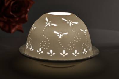 Kerzenfarm Hahn Dome Light Nr. 30010 Libellen - Teelicht Windlicht Dekoration Porzellanteelicht - 0