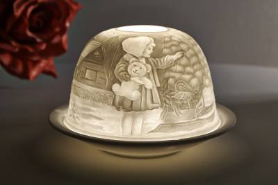 Kerzenfarm Dome Light Nr. 30032 Teddybär - Teelicht Windlicht Dekoration Porzellanteelicht - 0