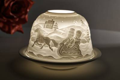 Kerzenfarm Dome Light Nr. 30040 Winterfreuden - Teelicht Windlicht Dekoration Porzellanteelicht - 0