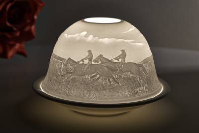 Kerzenfarm Hahn Dome Light, Nr. 32005 Pferde - Teelicht Windlicht Dekoration Porzellanteelicht - 1