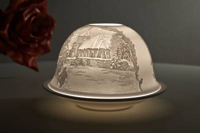 Kerzenfarm Hahn Dome Light Nr. 32008 Christmesse - Teelicht Windlicht Dekoration Porzellanteelicht - 1