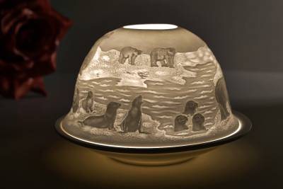 Kerzenfarm Hahn Dome Light Nr. 32017 Arktis - Teelicht Windlicht Dekoration Porzellanteelicht - 1