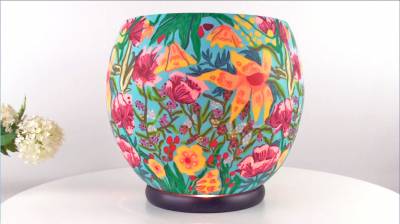 Leuchtglas XXL Lampe elektrisch 412 Tropical Flowers Ø30cm Dekoration Windlicht Kerzenfarm - 0