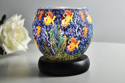 Leuchtglas Lampe 21001 Aquarium Ø11cm Dekoration Teelicht Windlicht Kerzenfarm Kerze - 1