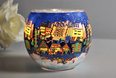 Leuchtglas 21810 Christmas Fair Ø11cm Weihnachtsmarkt Handgemachtes Unikat in Serie - 1