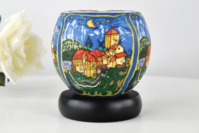 Leuchtglas Lampe Kerzenfarm 21635 Schloss Tirol Ø11cm Windlicht Dekoleuchte - 0