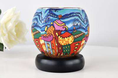 Elektrisches Leuchtglas Lampe Kerzenfarm 21638 Zwiebeltürme Ø11cm Windlicht Teelicht Dekoleuchte - 0